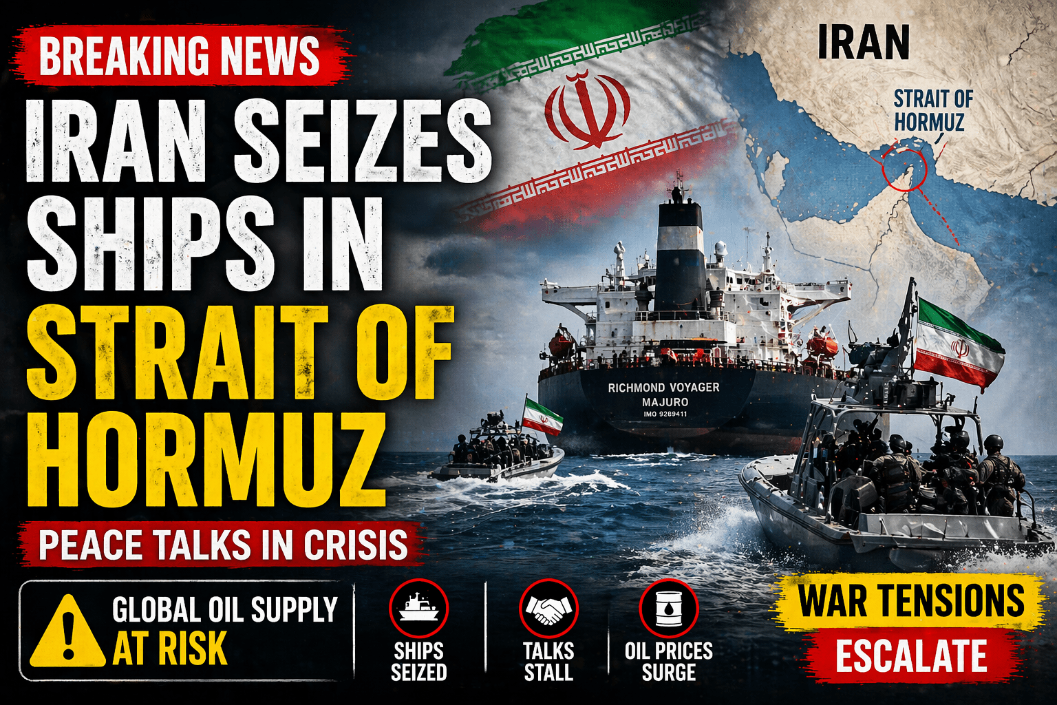 Iran Seizes Ships in Strait of Hormuz as War Tensions Undermine Peace Efforts